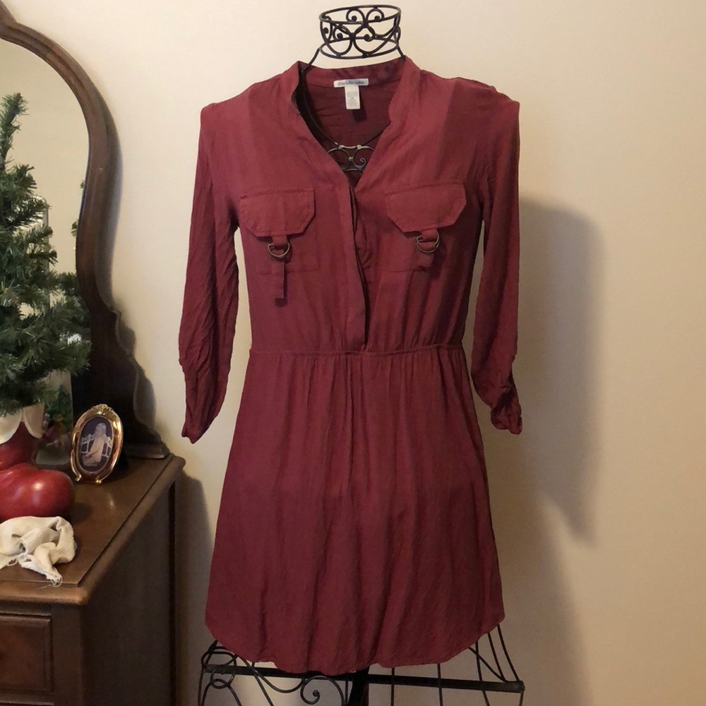 Long-Sleeve Maroon Dress